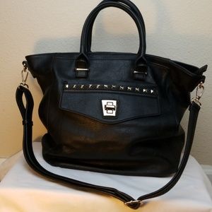 Black and Goldtone Studed Handbag